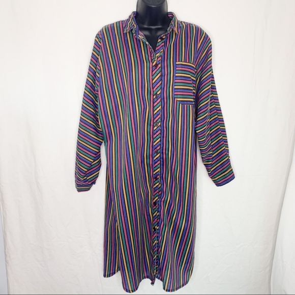 Vintage Rainbow Striped Tunic Dress / Beach Cover Up - Picture 1 of 7